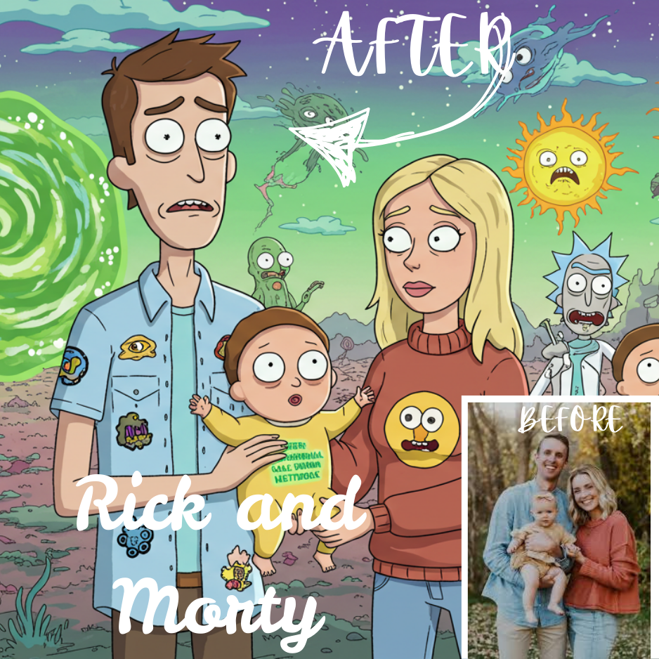 Rick And Morty Cartoon Transformation